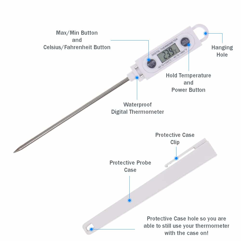 Digital Thermometer With Mm Stainless Steel Probe Temp