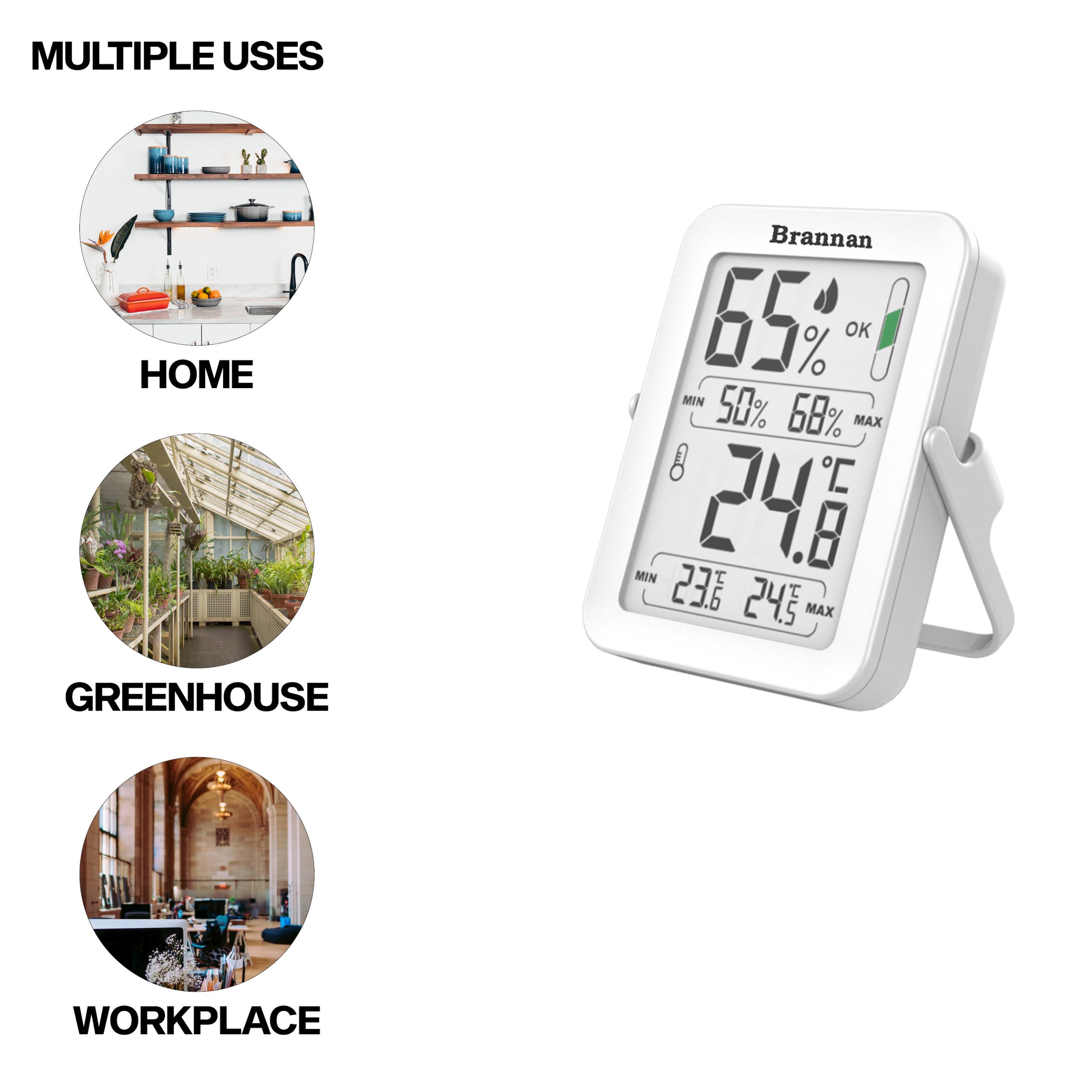 Digital Thermometer For Outdoor Indoor, Outdoor Wall Thermometer Wireless  Waterproof, -20 To +50c Hs