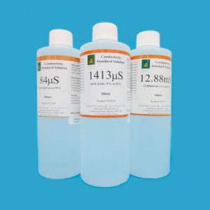 bottles of calibration solutions